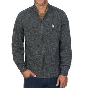 US Polo sz Medium Mens Textured Full Zip long sleeve sweater